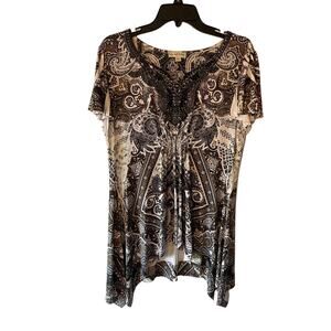 Live and Let Live Jeweled Babydoll Top M‎ Asymmetrical Fairy Grunge Whimsigoth